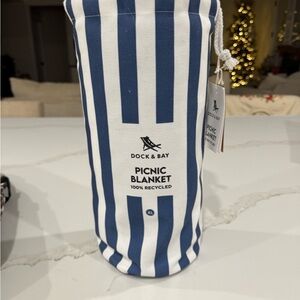 Blue and White Striped Picnic Blanket